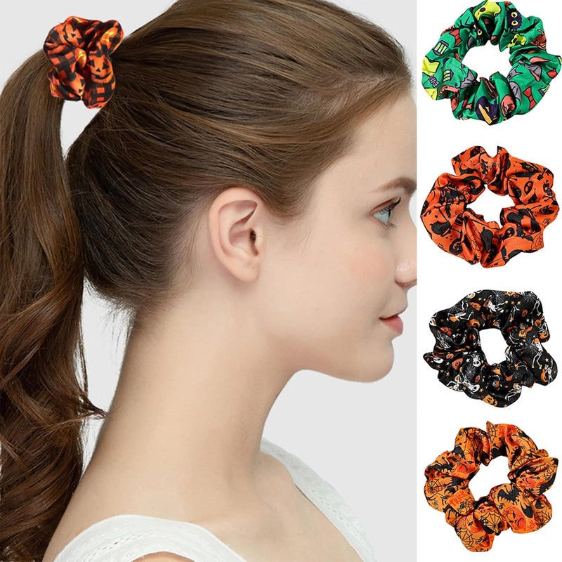 Halloween Pumpkin Scrunchies Hair Ties Elastic Bands For Women And Girls Color F - Image 2